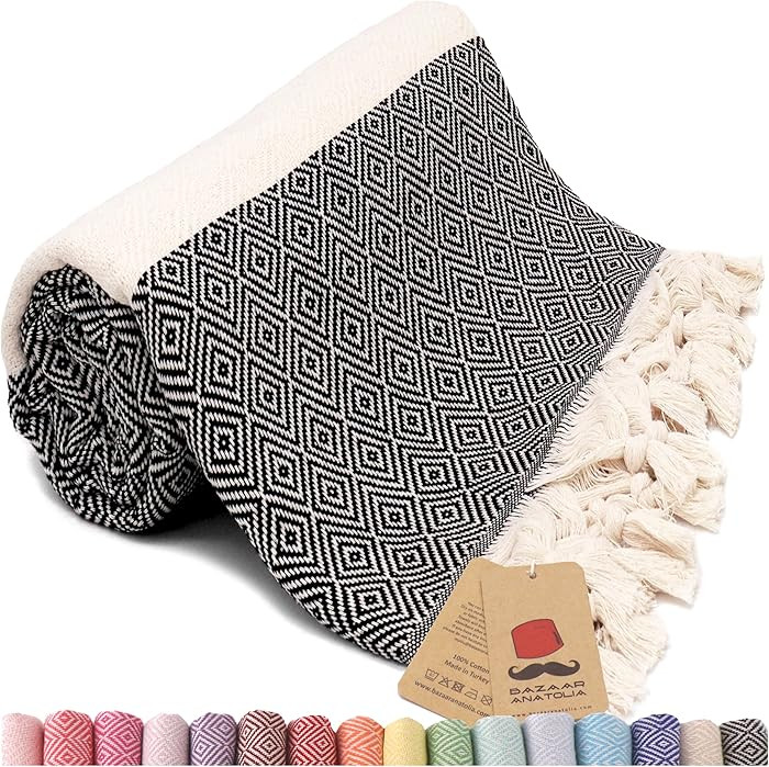 Bazaar Anatolia Turkish Beach Towel – 100% Cotton, Quick Dry, Lightweight and Sand Free – Per... | Amazon (US)