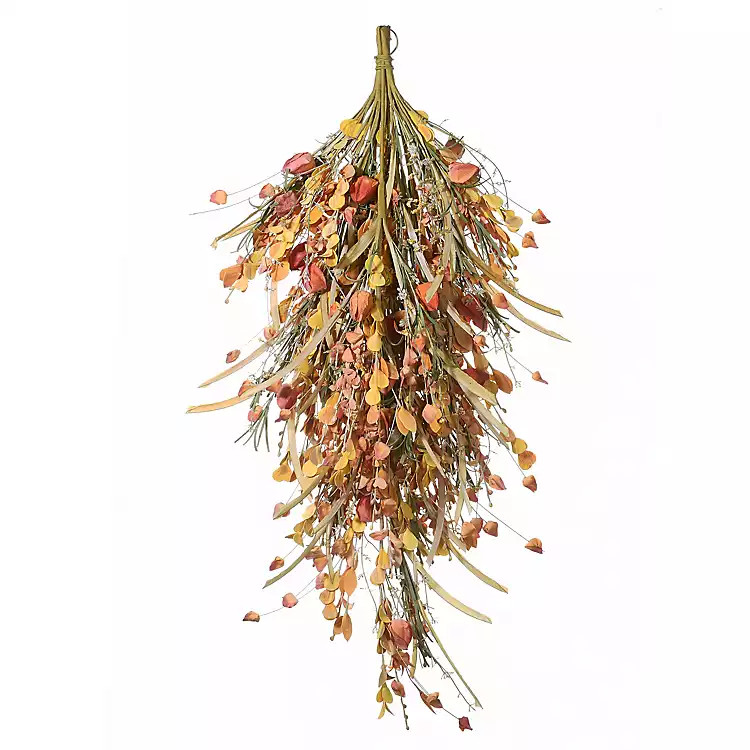 Straw and Flower Petals Harvest Teardrop Swag | Kirkland's Home