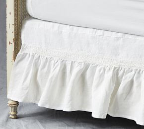 Linen Ruffle Crochet Bedskirt | GreenRow