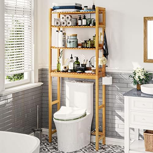 AmazerBath Bamboo Over The Toilet Storage Shelf, Over Toilet Bathroom Qrganizer Rack, 3-Tier Bathroo | Amazon (US)