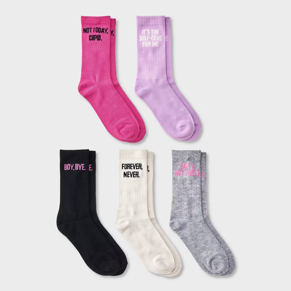 Women's Valentine's Day Ribbed 5pk Crew Socks -  4-10 | Target