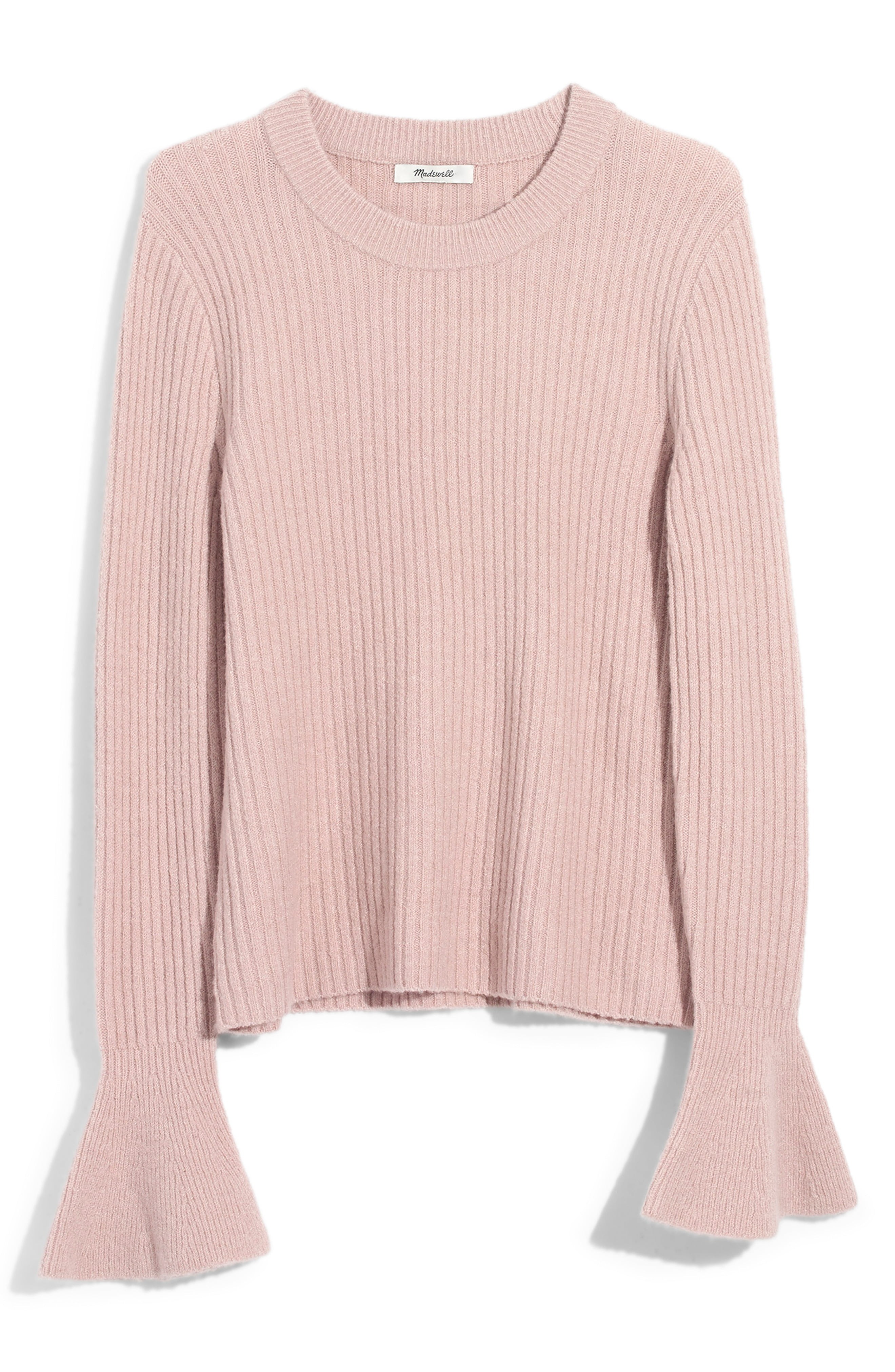 Women's Madewell Ruffle Cuff Pullover Sweater, Size XX-Small - Pink | Nordstrom