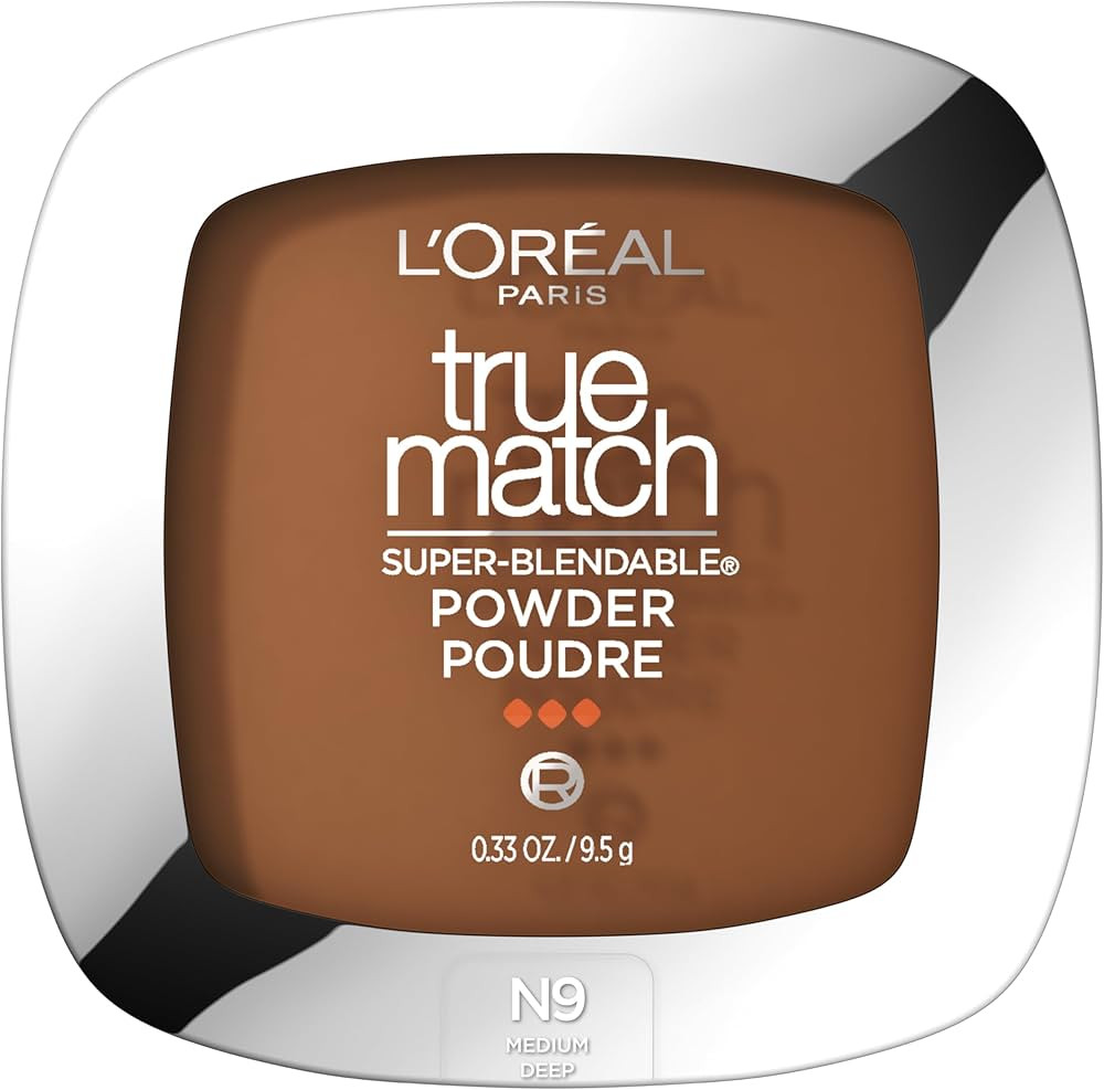 L'Oreal Paris True Match Super Blendable Oil Free Powder Foundation, N9 Medium Deep, 0.33 oz | Amazon (US)
