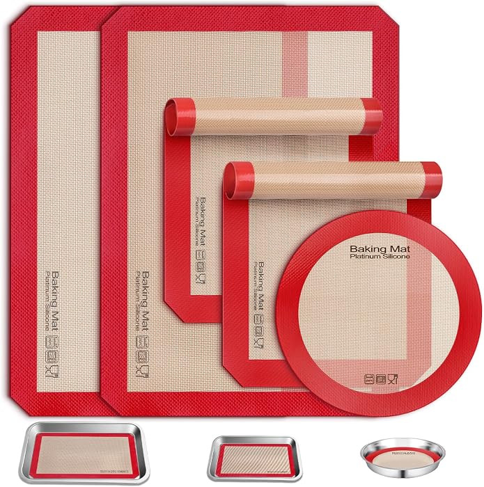 Sopito 5PCS Non Stick Platinum Silicone Baking Mat for Half Sheet & Quarter Baking Sheet and 9'' ... | Amazon (US)