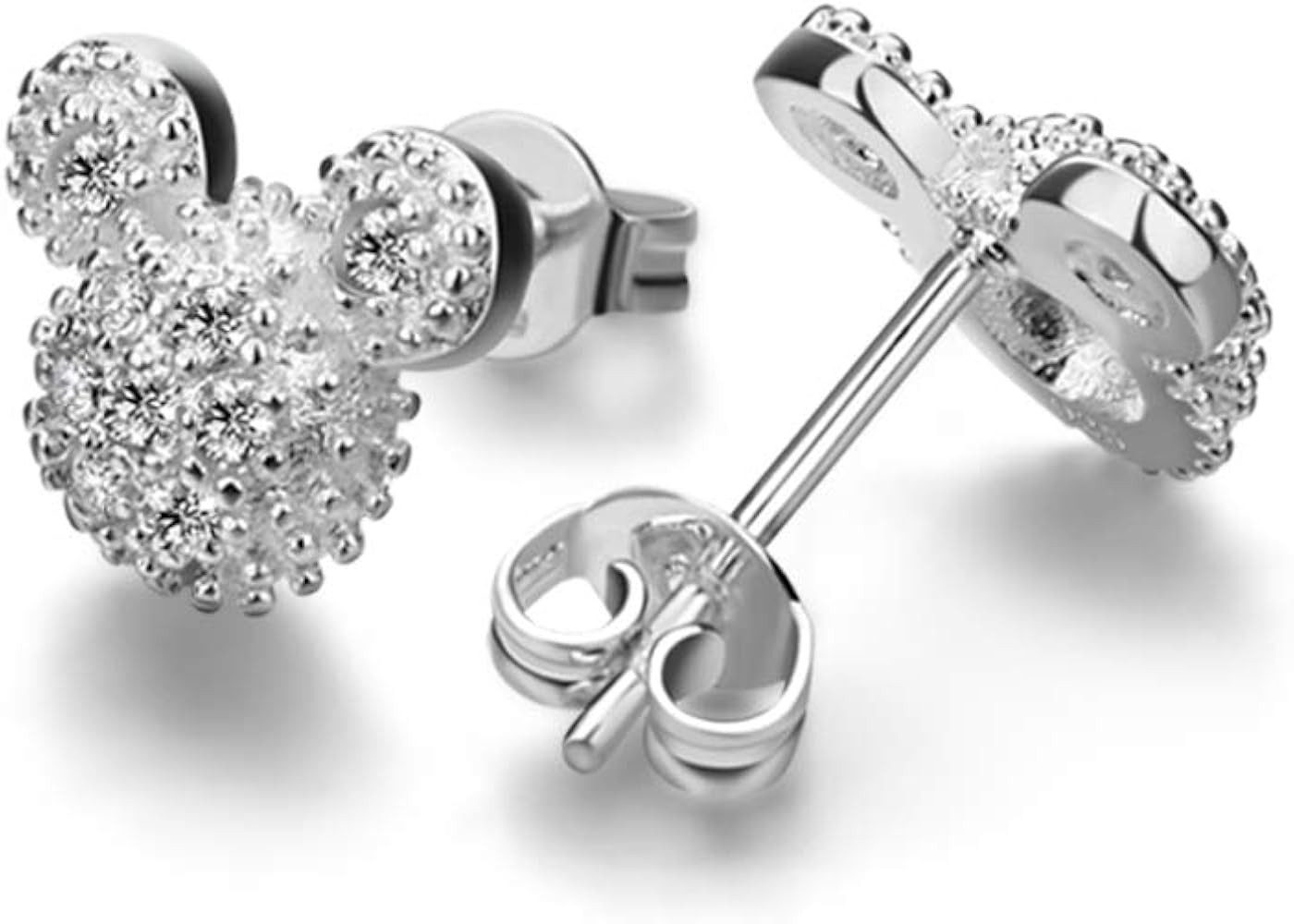 Classic Adults Women's 100% 925 Silver Earrings - Matte Mickey Stud Earrings - Italian Silver Ear... | Amazon (US)