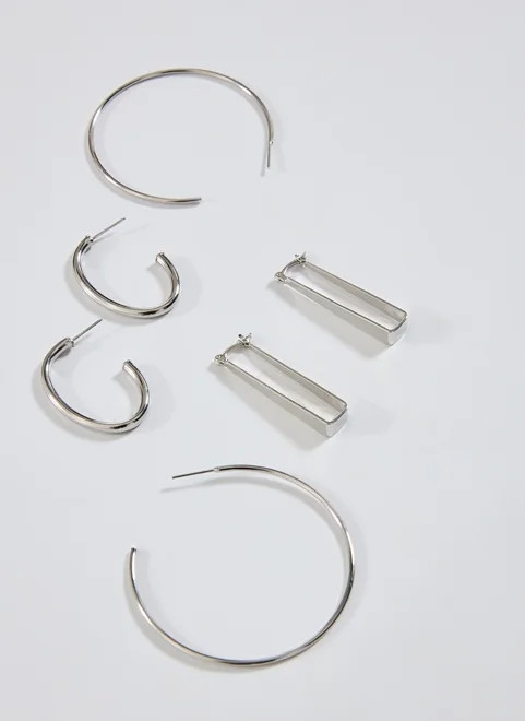 conjunto 3 brincos de argola - prata - unico | YouCom (BR)