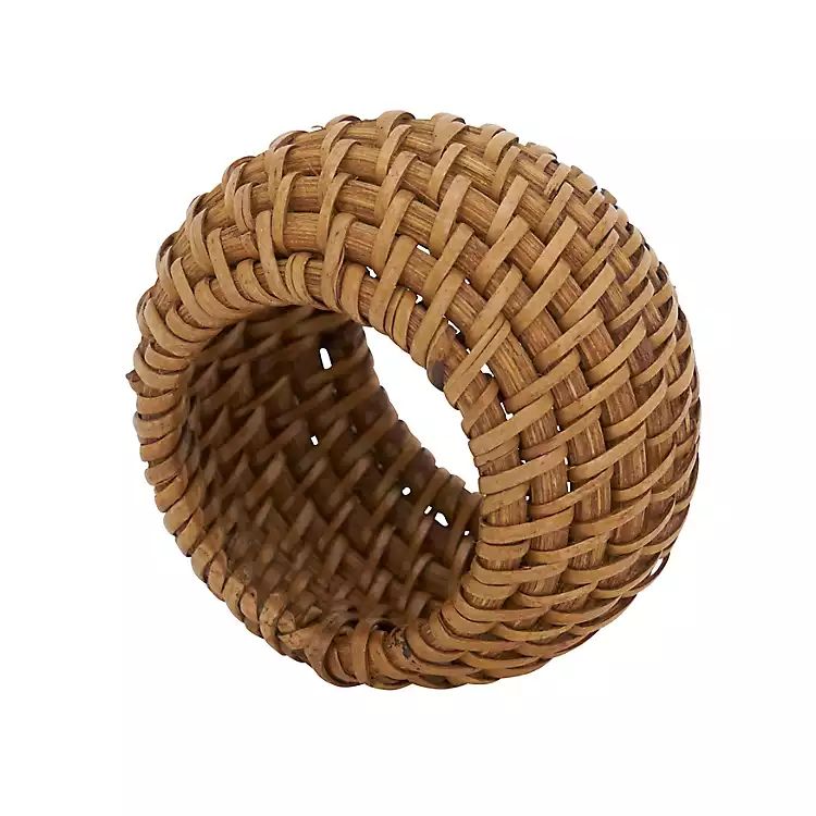 Hazelnut Woven Rattan Napkin Rings, Set of 4 | Kirkland's Home