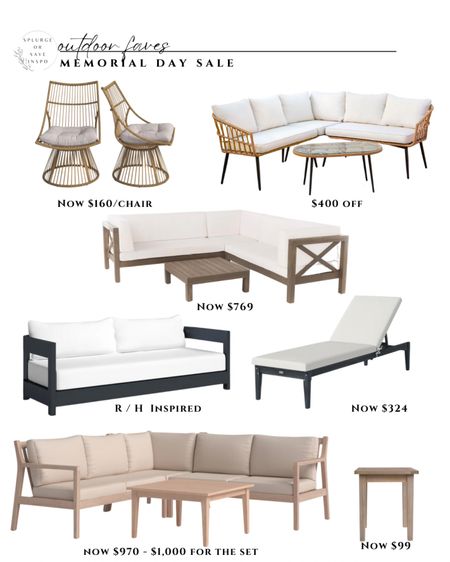 Memorial Day sale. Outdoor furniture patio. Outdoor sectional patio. Modern outdoor furniture. Outdoor sofa patio. Outdoor lounging chair patio. Outdoor side table patio. 

#LTKhome #LTKsalealert #LTKFind