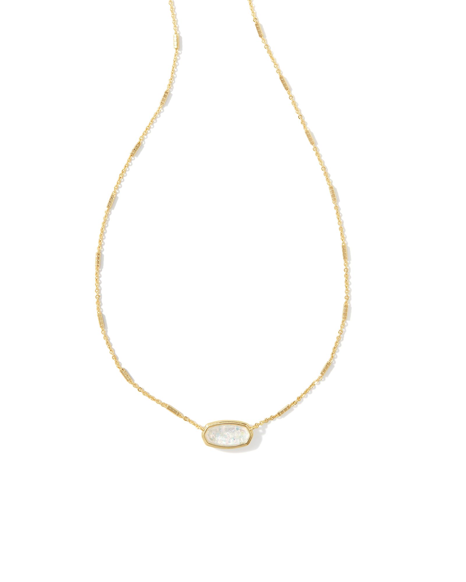 Framed Gold Elisa Pendant Necklace in White Iridescent Glitter Glass | Kendra Scott | Kendra Scott