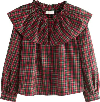 Kids' Plaid Platter Collar Cotton Button-Up Shirt | Nordstrom
