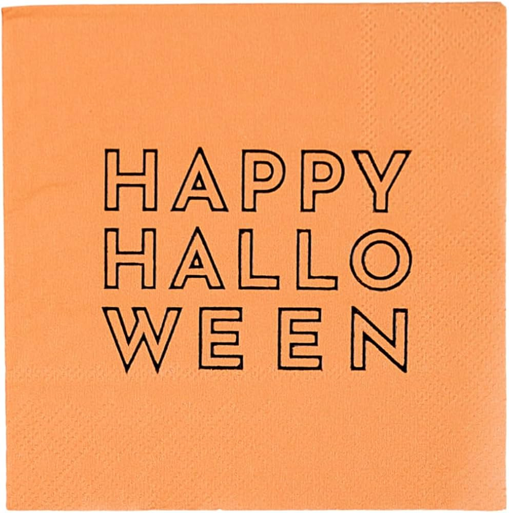 Bonjour F\u00eate Happy Halloween Orange Cocktail Napkins, Pack of 20, 5" | Amazon (US)