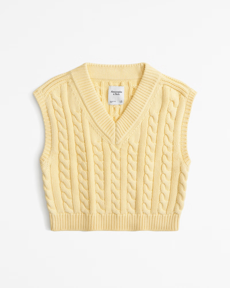 Cable V-Neck Sweater Vest | Abercrombie & Fitch (US)