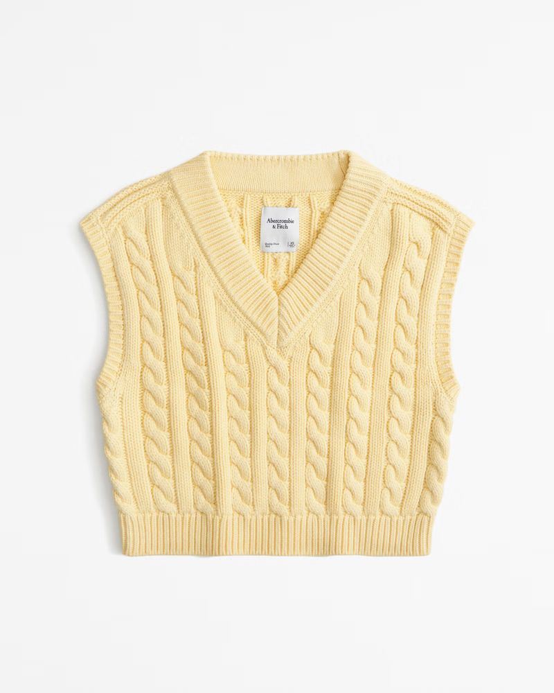 Women's Cable V-Neck Sweater Vest | Women's Tops | Abercrombie.com | Abercrombie & Fitch (US)
