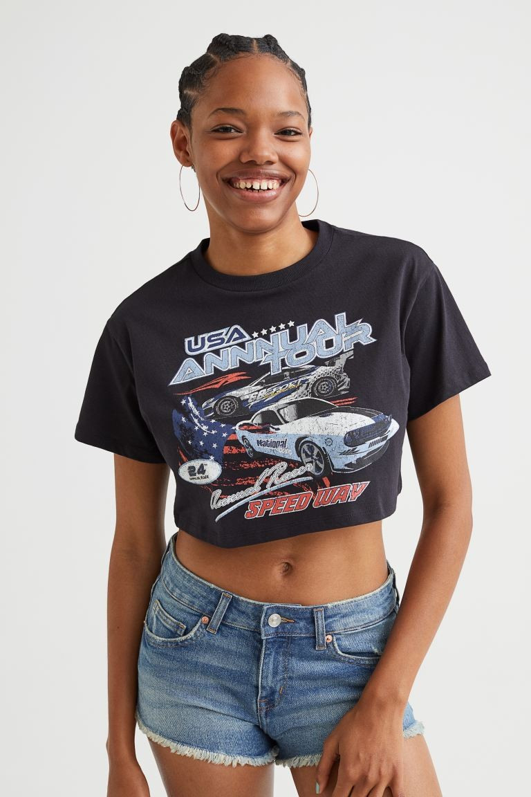 Printed Crop T-shirt | H&M (US + CA)