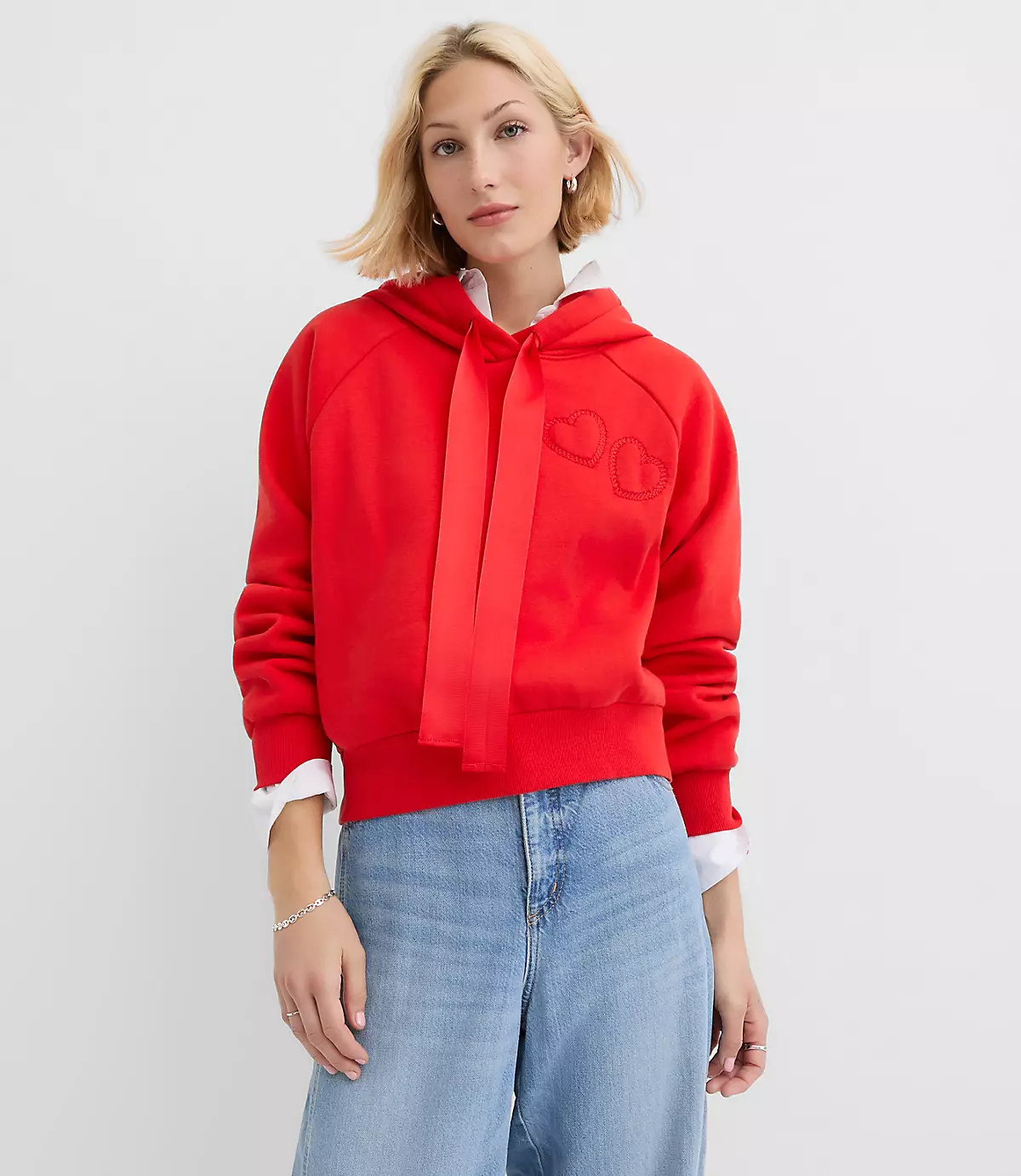 Heart Embroidered Hoodie | LOFT