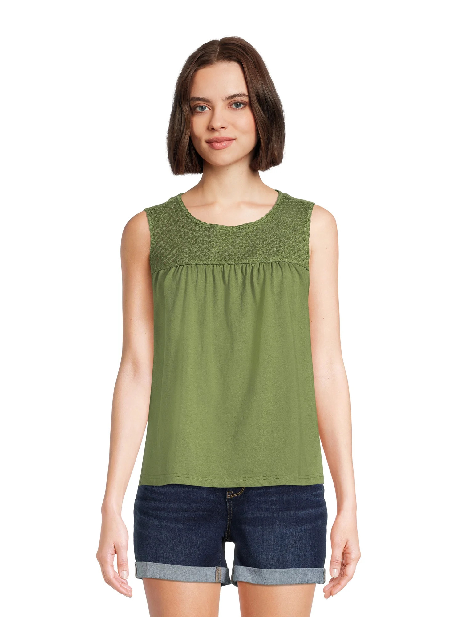 Time and Tru Women's Sleeveless Crochet Tank, Sizes XS-XXXL (Women's and Women's Plus) | Walmart (US)