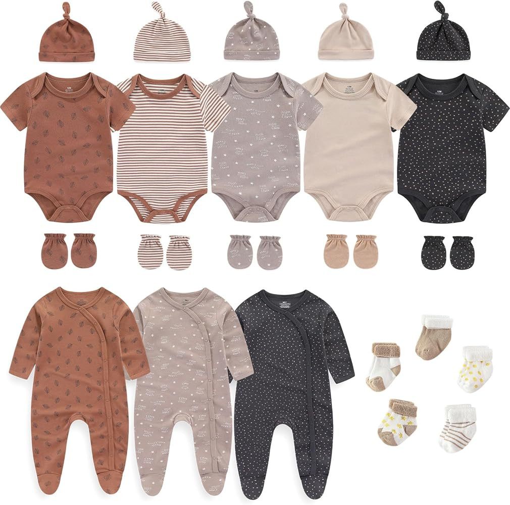 New Born Clothes Cotton Layette Gift Set Unisex Baby Outfit and Accessories Newborn Essentials Mu... | Amazon (US)