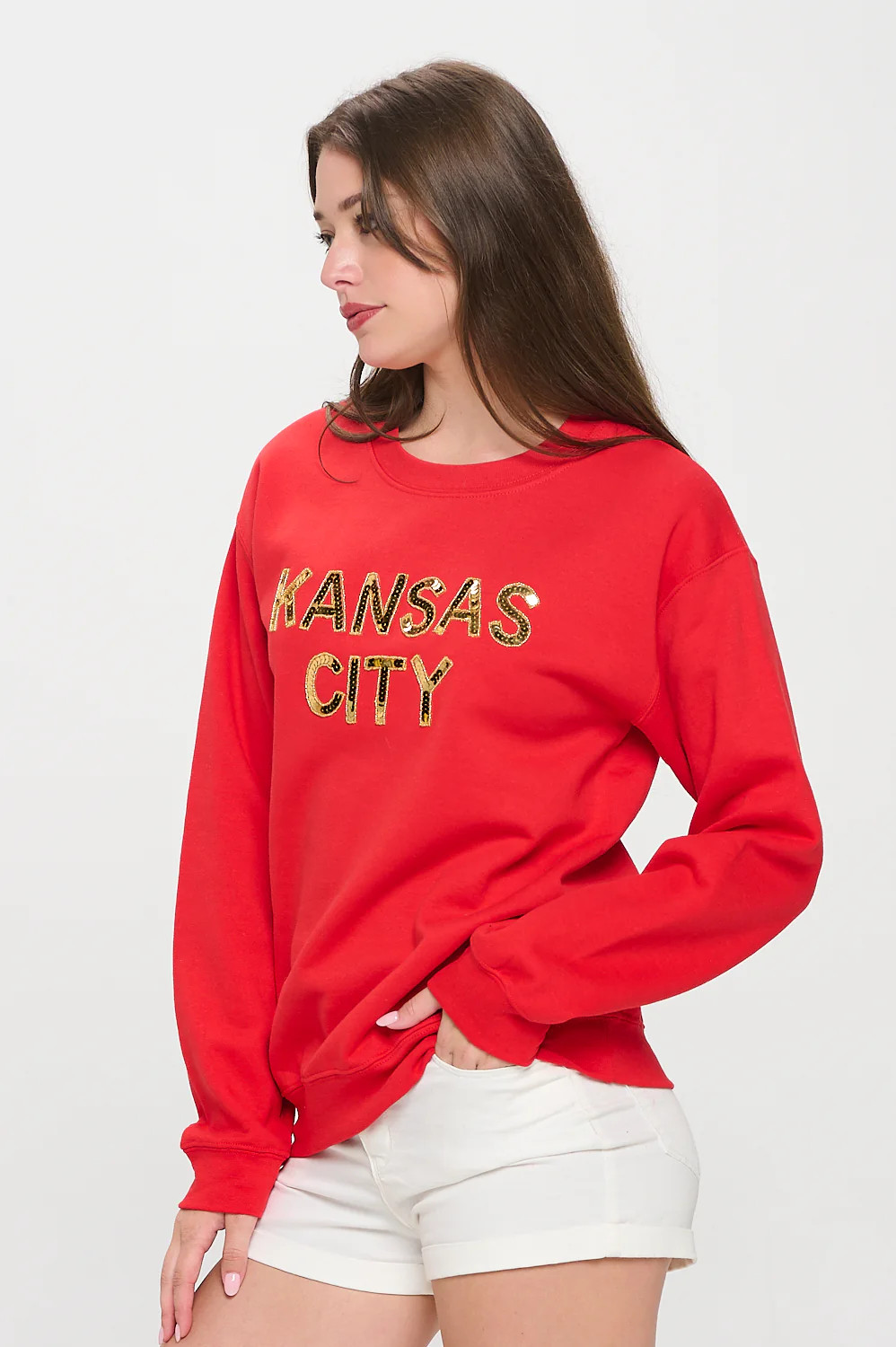 Red Kansas City Sequin Sweatshirt | localE
