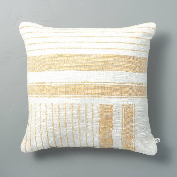 18" x 18" Patch Stripes Woven Throw Pillow - Hearth & Hand™ with Magnolia | Target