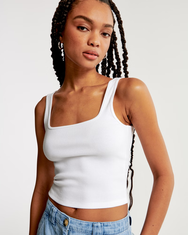 Women's Cropped Squareneck Rib Tank | Women's Tops | Abercrombie.com | Abercrombie & Fitch (US)