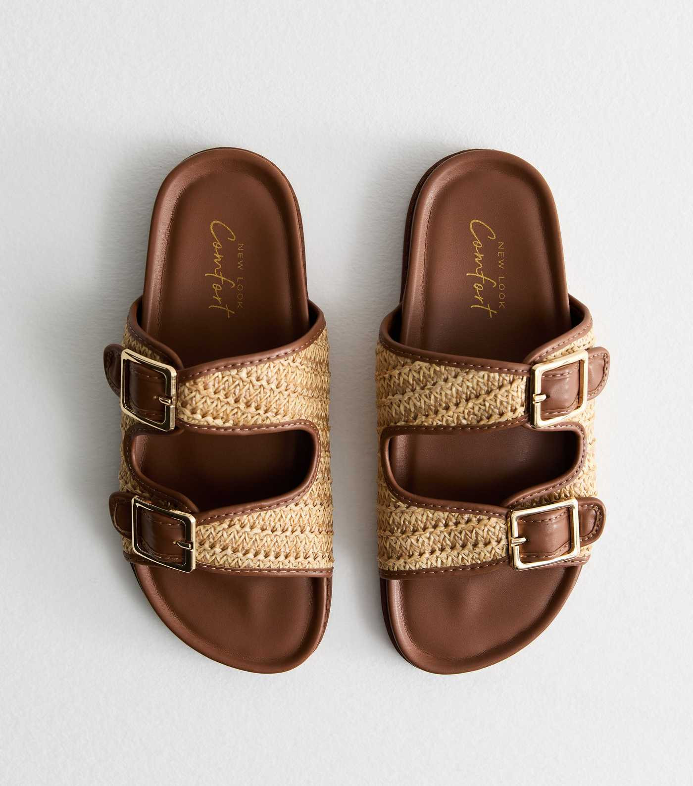 Tan Raffia Chunky Buckle Sandals | New Look | New Look (UK)