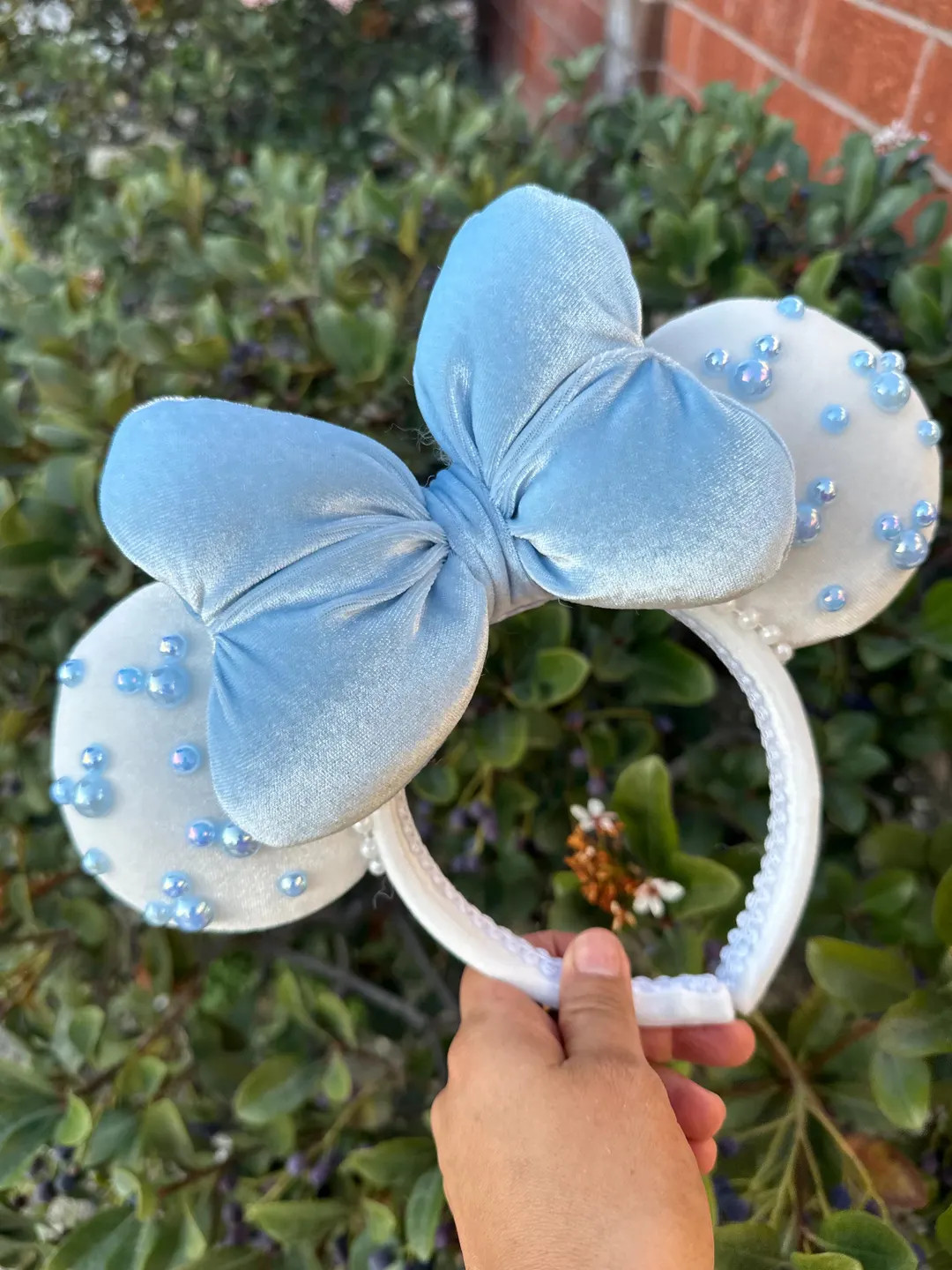 Baby Blue Pearls Minnie Ears - Etsy | Etsy (US)