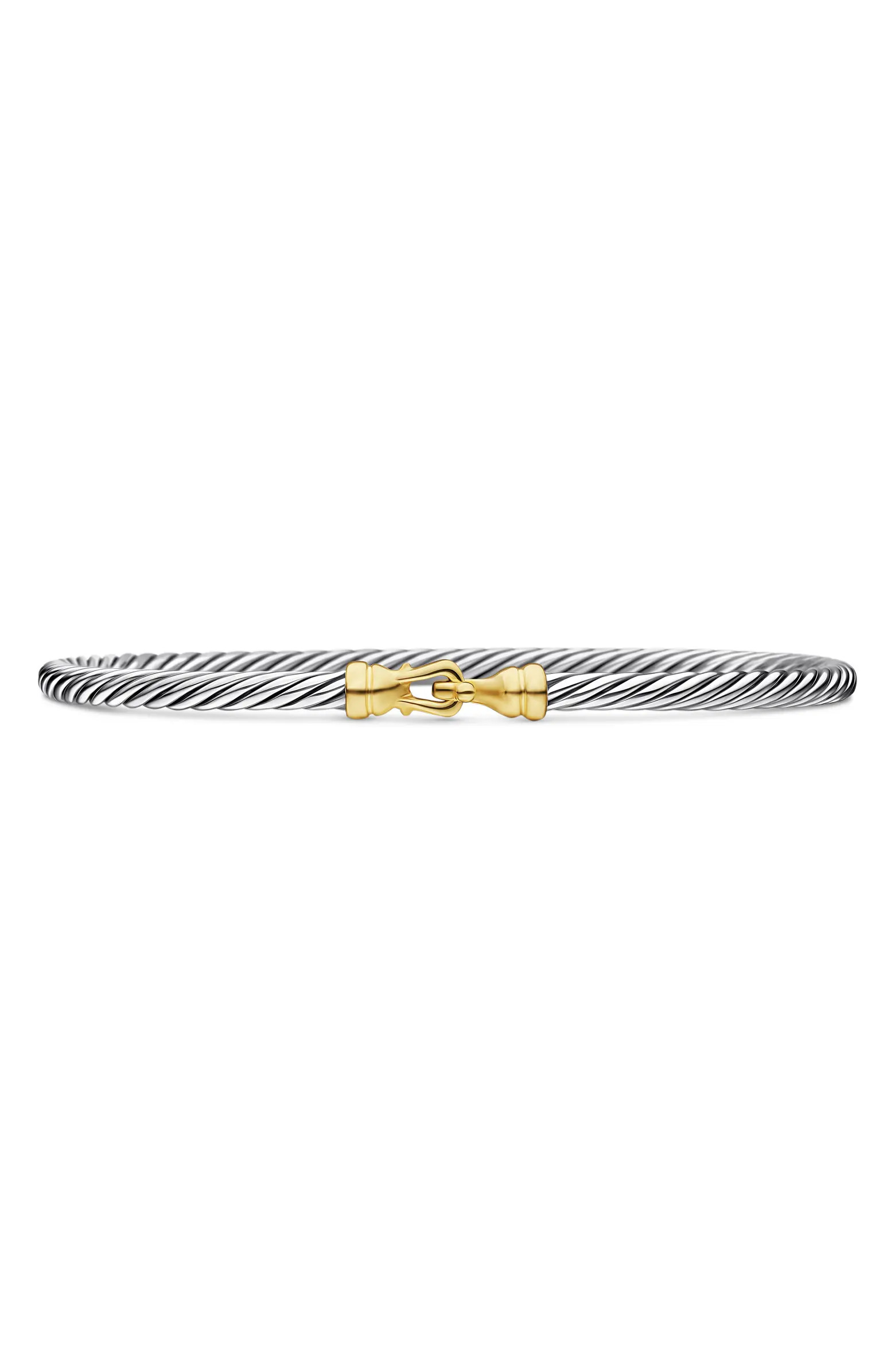 Cable Collectibles Buckle Bangle Bracelet with 18K Gold, 3mm | Nordstrom