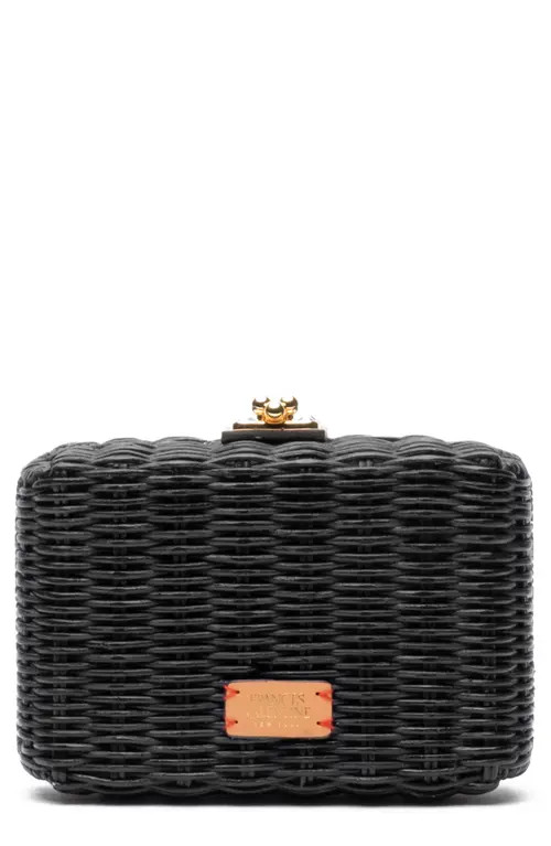 Frances Valentine Paige Wicker Box Clutch in Black at Nordstrom | Nordstrom