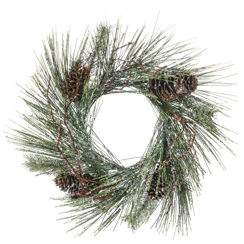 13" Iced Long Needle Pine and Cone Wreath | Wayfair North America