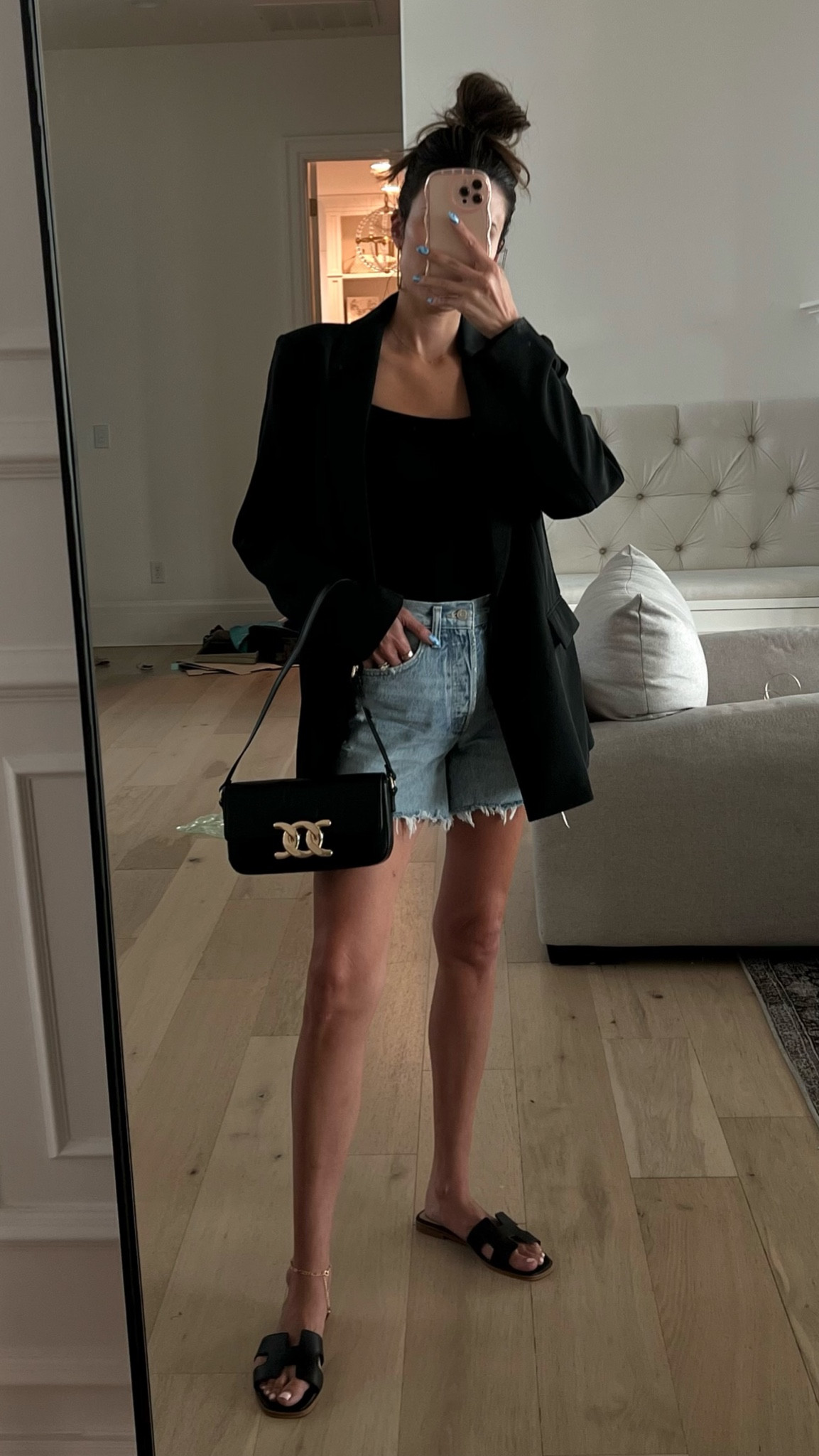 Pair an oversized blazer with denim shorts to make a casual outfit more dressed up for a summer date night look 🖤 this black blazer is a closet staple and under $100! I’m wearing size medium in the blazer. 

Summer outfit; casual outfit; date night outfit; Amazon fashion; denim shorts; agolde; H&M; Steve Madden; Christine Andrew

#LTKunder100 #LTKstyletip #LTKshoecrush