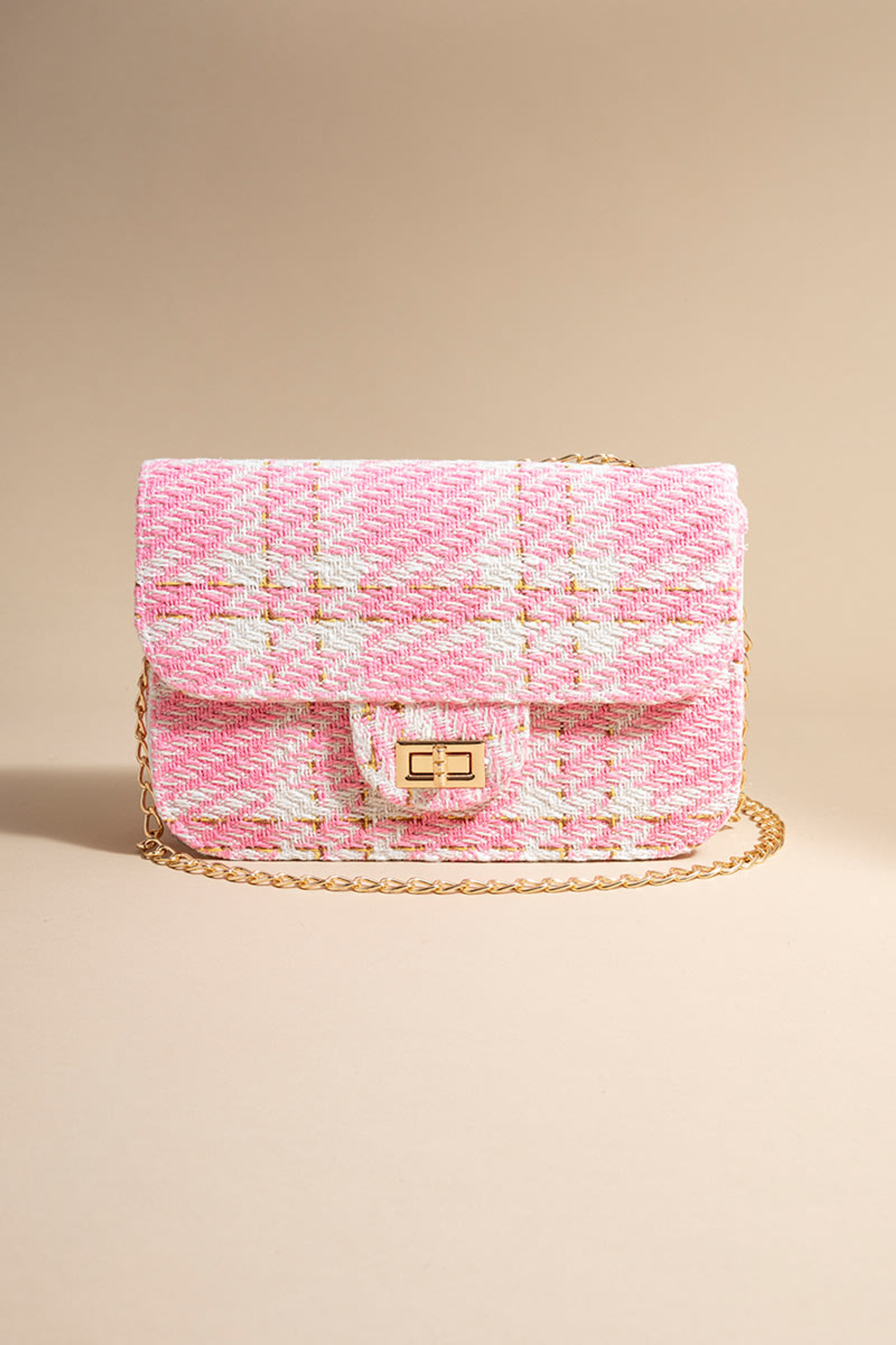 Valerie Plaid Tweed Turnlock Crossbody Bag | Francesca's