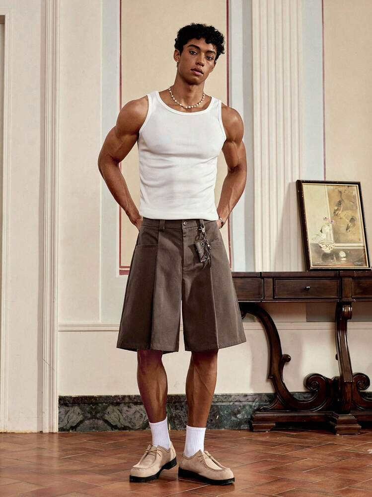 SWAVVY Men's Woven Casual Daily Relaxed Solid Color Shorts | SHEIN