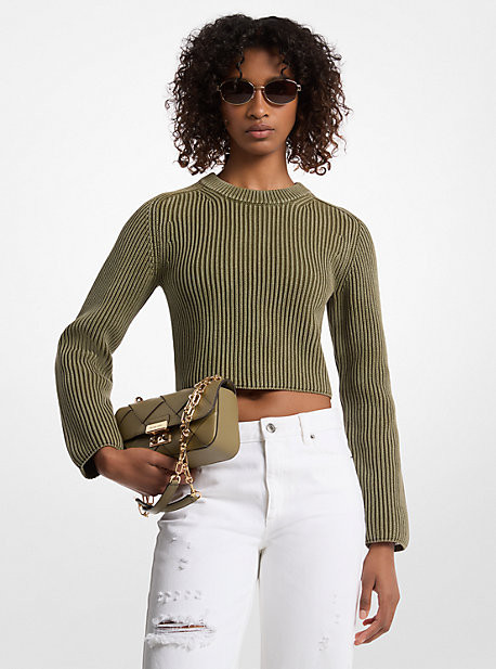 Garment-Dyed Ribbed Cotton Cropped Sweater | Michael Kors US