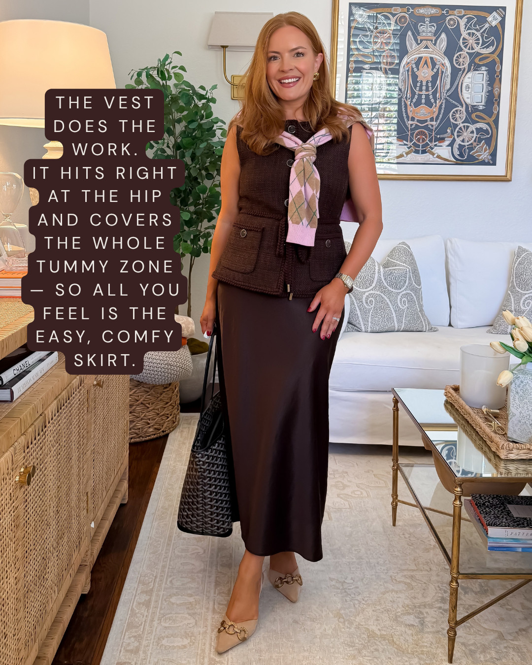 The vest does the work 🤍 It hits right at the hip and covers the whole tummy zone — all you feel is the easy satin skirt. Wearing a small in everything

#LTKMomStyle #FallWorkwear #OfficeOutfits #WorkwearStyle

#LTKWorkwear #LTKgrwm #LTKmomlife