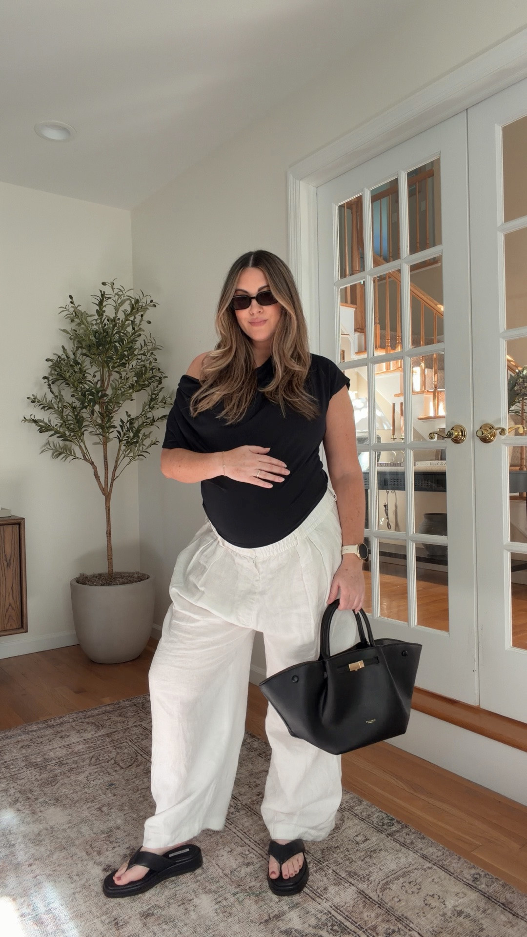 Easy summer outfit idea. M in top and sized up 2 sizes in pants for pregnancy! 〰️ summer outfits, pregnancy outfit summer bump, outfits, pregnancy style, zara summer

#LTKxAbercrombie #LTKootd #LTKBump