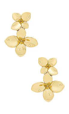 By Adina Eden Double Flower Drop Stud Earring in Gold from Revolve.com | Revolve Clothing (Global)