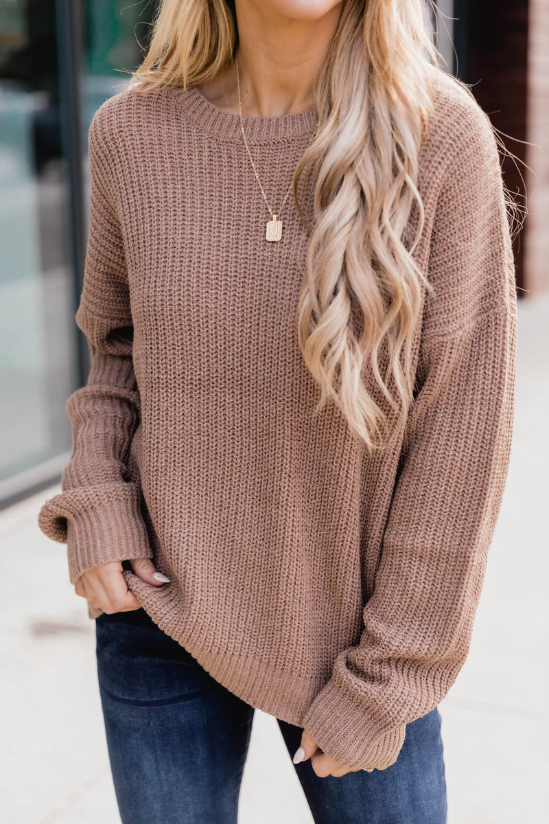 Dreaming At Dusk Sweater Mocha | The Pink Lily Boutique