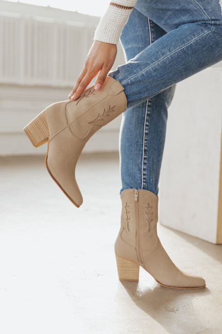Taupe Faux Suede Western Bootie | Magnolia Boutique