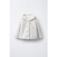 Zara - Faux Fur Hoodie Jacket - Kids - Ecru - Kids | Zara US