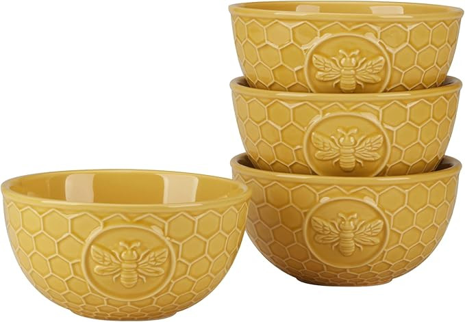 Certified International French Bees Embossed Honeycomb Ice Cream/Dessert Bowls,Set of 4 | Amazon (US)