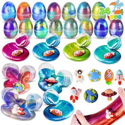 Joyfy 24 Pcs Galaxy Slime Eggs Filled with Toys, Space Theme Unscented Stress Relief Slime Toys for Kids Easter Party Favors, Egg Hunt, Basket Fillers | Target