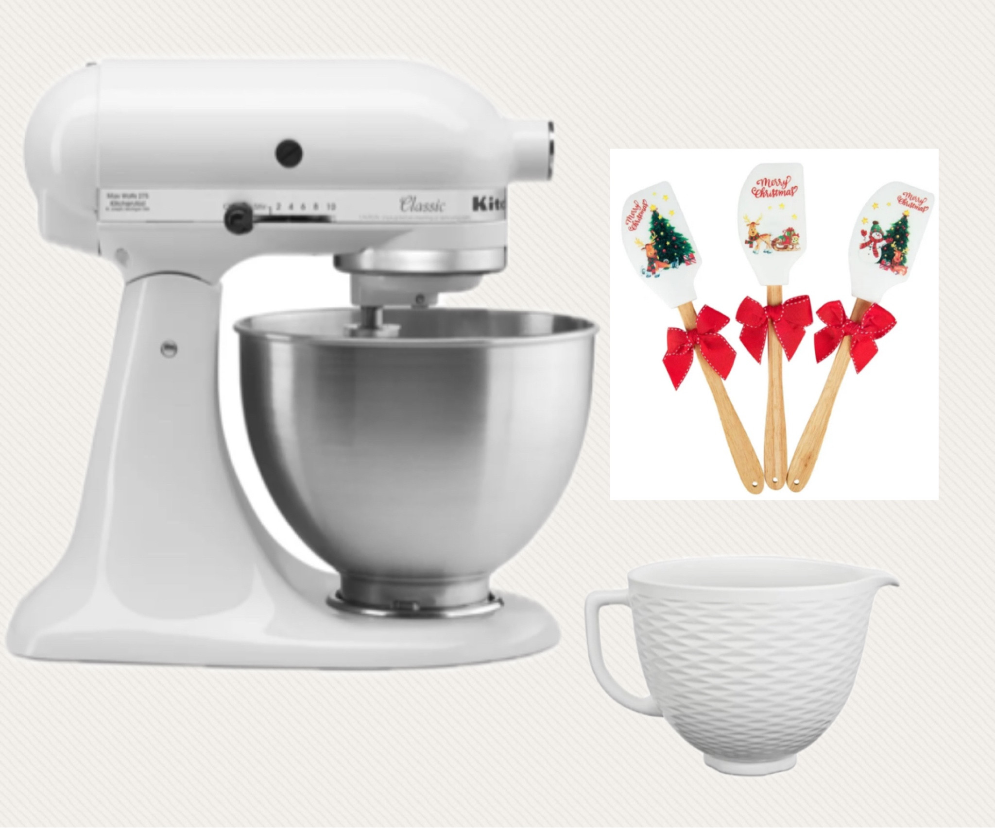 KitchenAid Classic Series 4.5 Quart Tilt-Head Stand Mixer 
KitchenAid 5 Quart ceramic bowl
Christmas Silicone baking spatulas
Walmart



#LTKGiftGuide #LTKCyberWeek #LTKHoliday