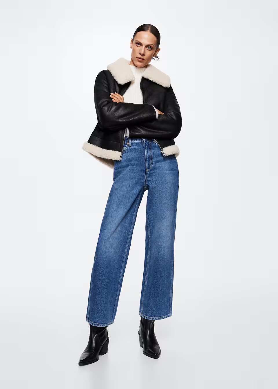 Shearling collar jacket -  Women | Mango USA | MANGO (US)