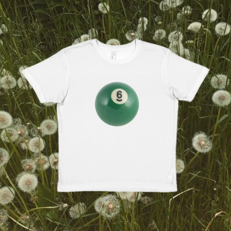 Green Pool Ball Baby Tee, Indie Billiard T-shirt, Y2K Vintage Look Style Clothing, 90's 8 Ball Fa... | Etsy (US)