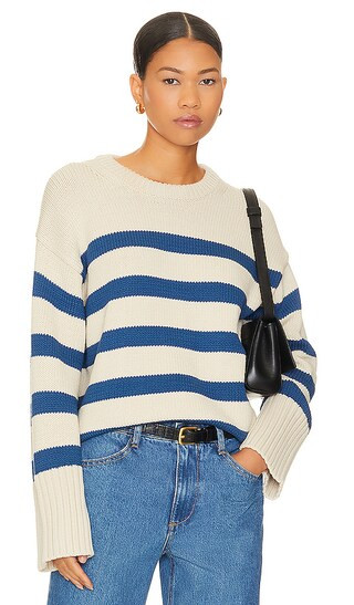 Striped Crewneck in Natural & Gem Blue | Revolve Clothing (Global)