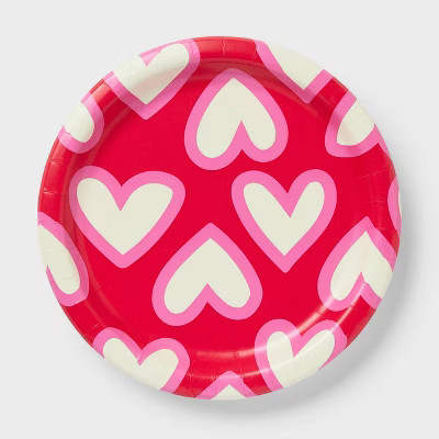 20ct 9" Valentine's Day Heart Toss Disposable Dinner Plate - Spritz™ | Target