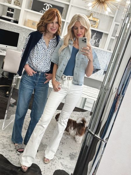 Spring Outfit Inspo~ styling the most flattering white jeans from Veronica Beard in a chic spring ensemble that’s hitting all the trends! I’m wearing a size 24.#jeans #sandals #springoutfit #over40

#LTKover40 #LTKstyletip 

#LTKSeasonal