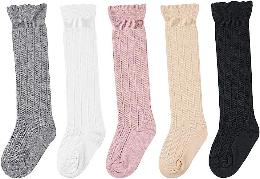 BQUBO Baby Girl Knee High Mesh Socks Toddler Cotton Summer Dress Sock Uniform Stockings Infant Ruffl | Amazon (US)