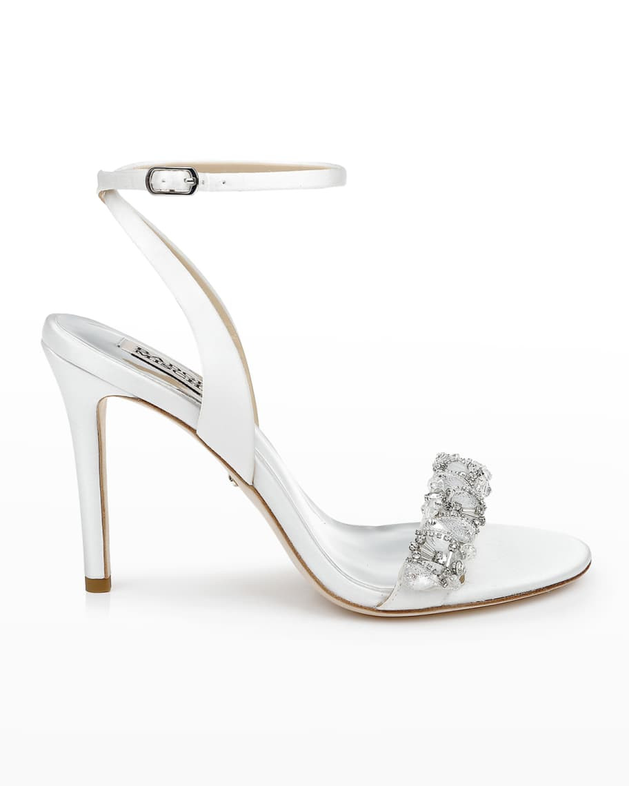 Taryn Metallic Crystal Ankle-Strap Sandals | Neiman Marcus