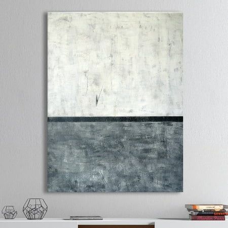 DESIGN ART Grey and White Abstract Art Modern Canvas Wall Art 16 in. wide x 32 in. high | Walmart (US)